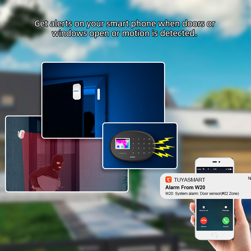 Home Zone Security App - KERUI WiFi + 4G/2G نظام إنذار