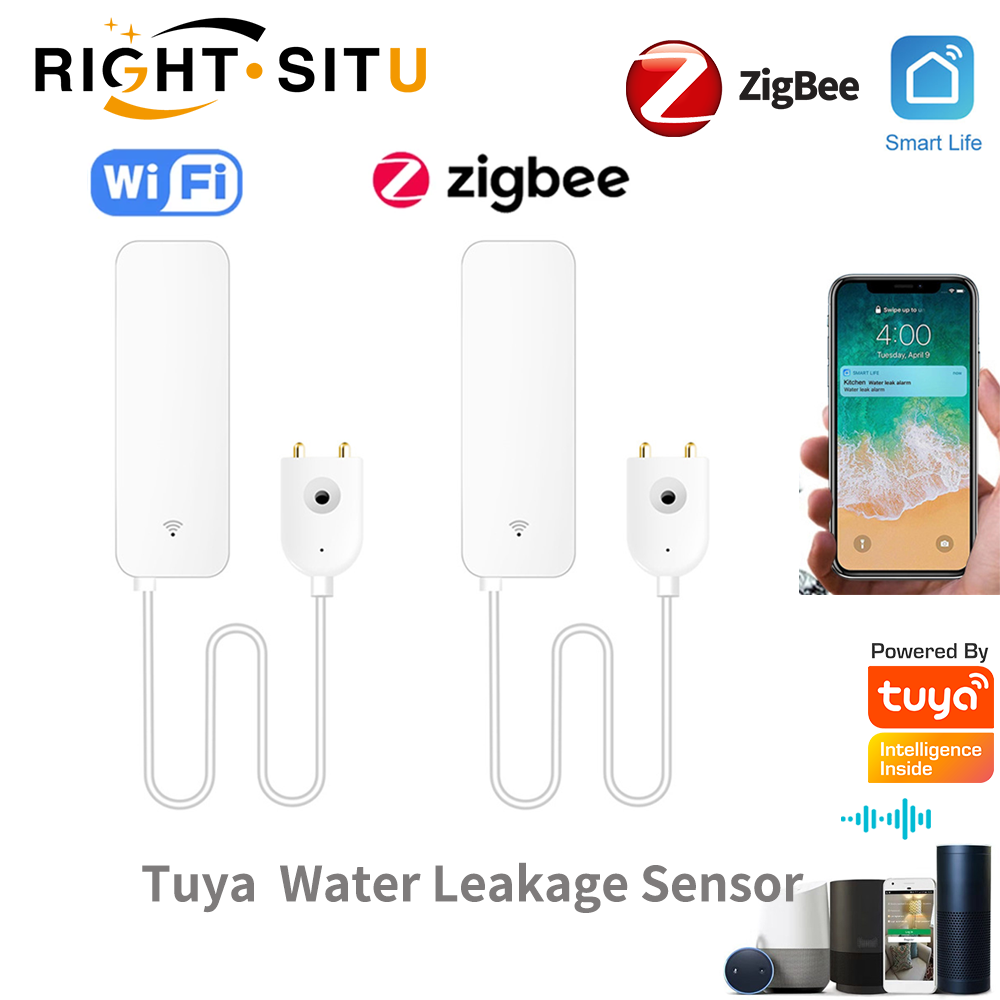 Home Security Devices - Tuya WiFi مستشعر تسرب المياه، كاشف