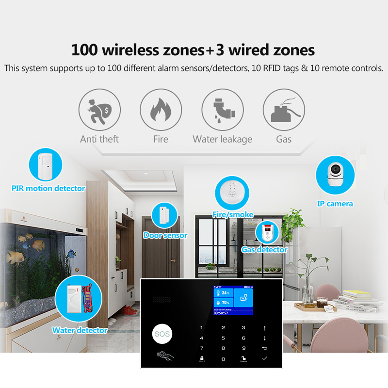 Home Zone Security App - نظام إنذار منزلي KERUI 4G/WiFi مع