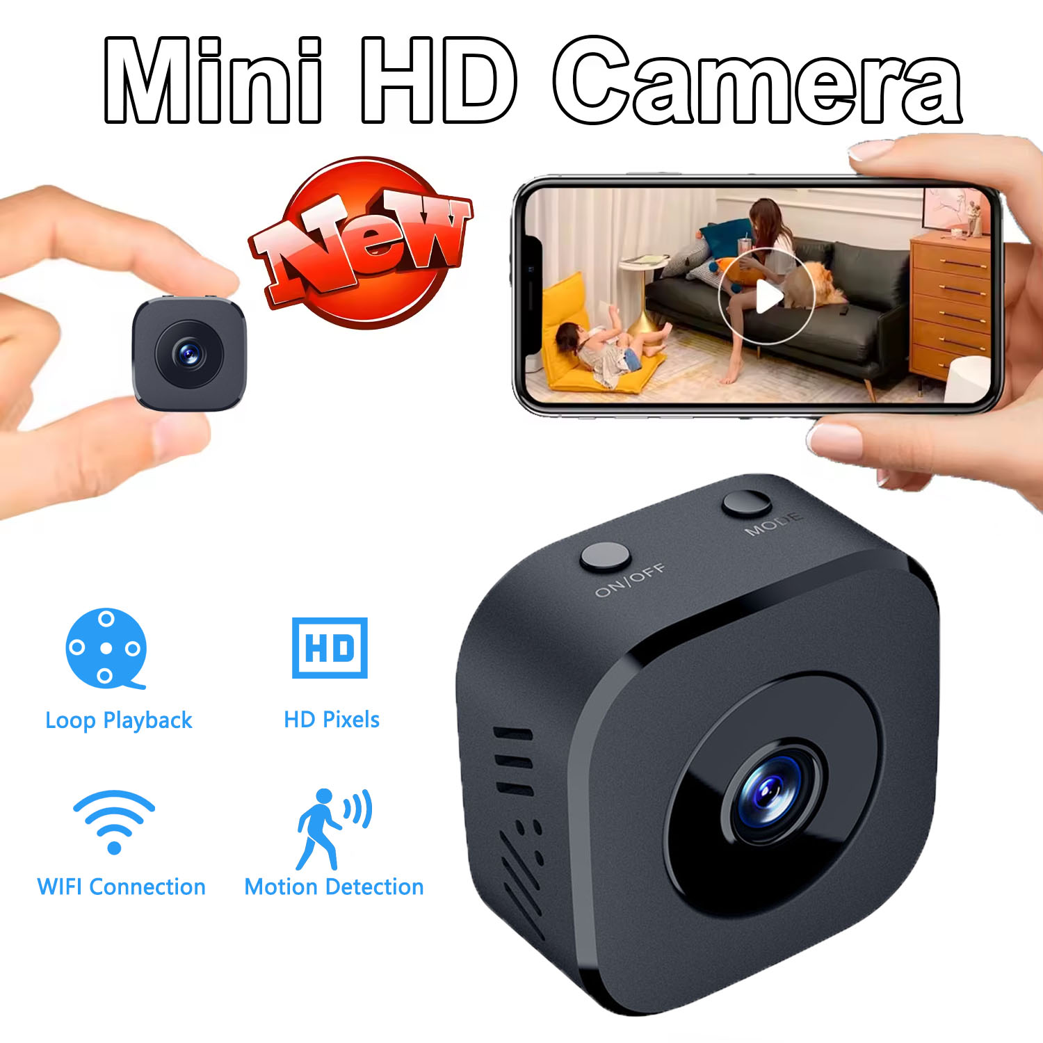 Home Security La - كاميرا مراقبة 4K صغيرة كاملة الألوان
