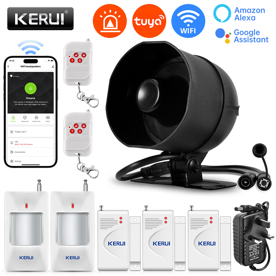 Home Security No Wifi - KERUI 120db نظام إنذار صفارة الإنذار