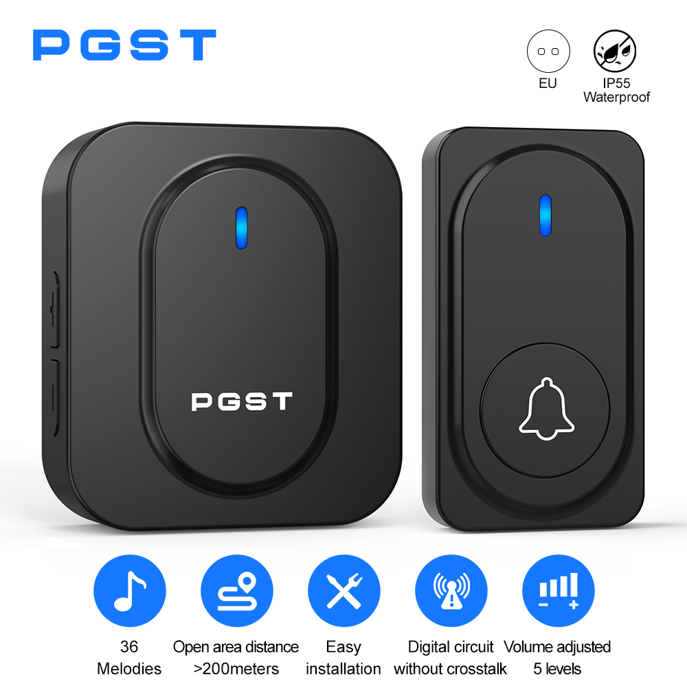 جرس باب لاسلكي من PGST مع 36 ن - مراجعة Home Security Bell وسعره