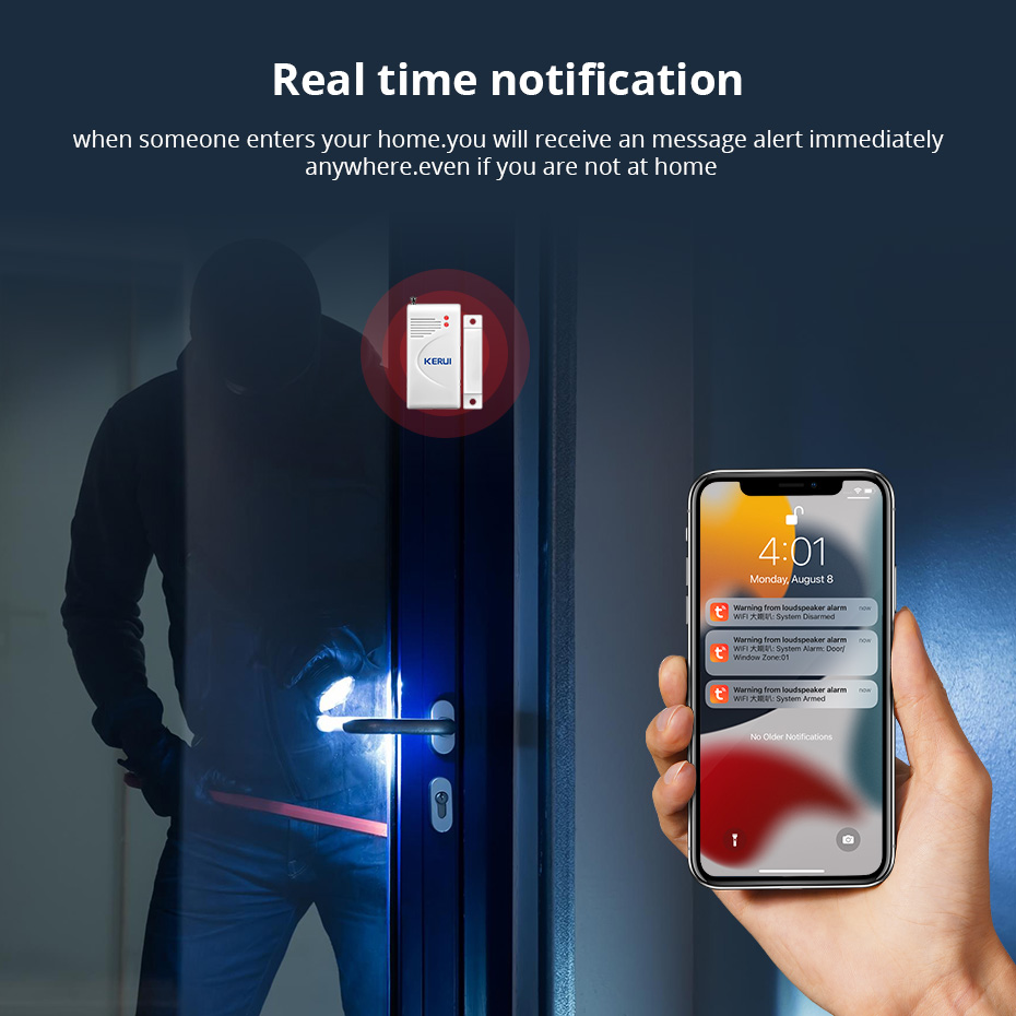 KERUI Tuya الذكية واي فاي اللا - مراجعة Home Zone Security App وسعره