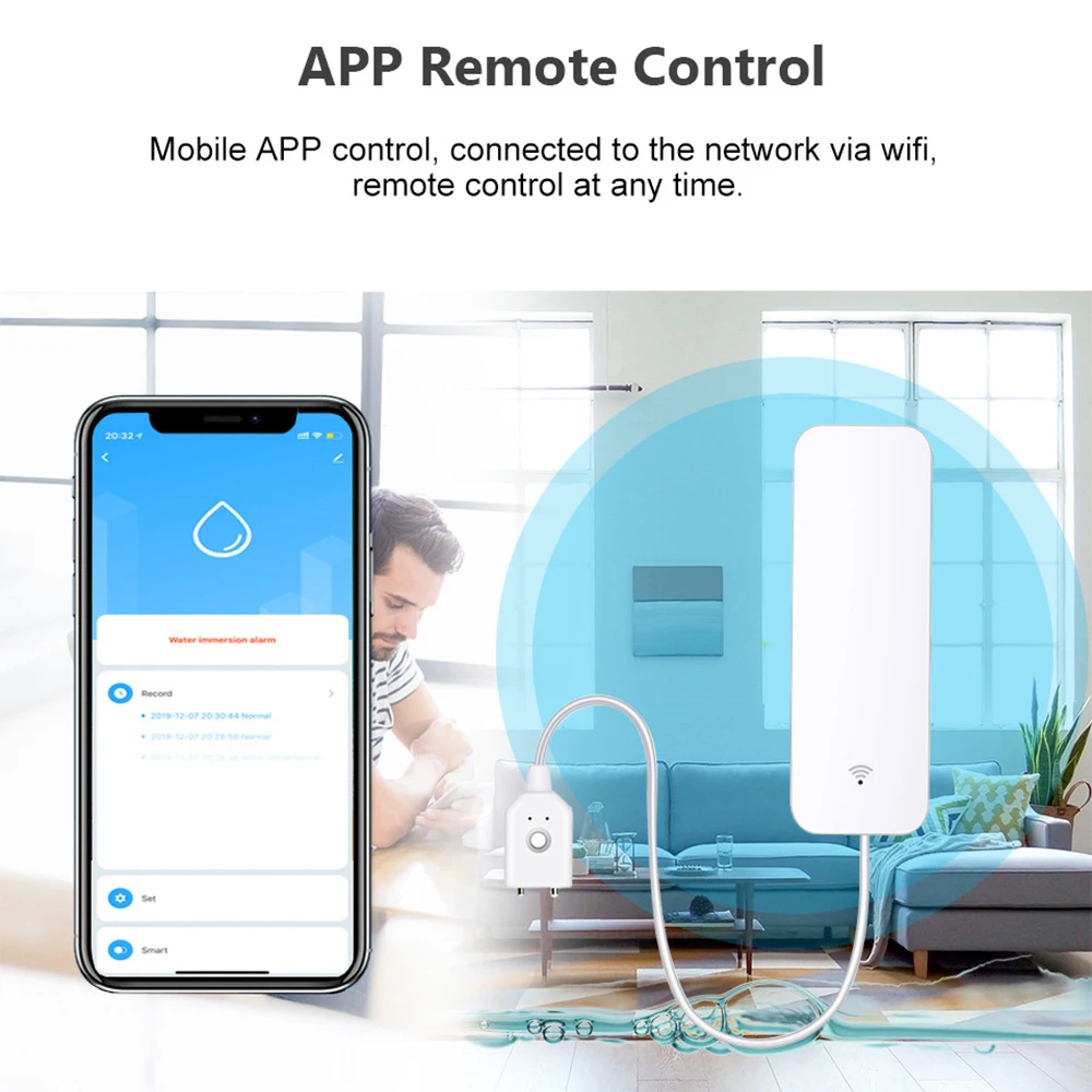 Tuya WiFi Zigbee مستشعر المياه - مراجعة Home Security Devices وسعره