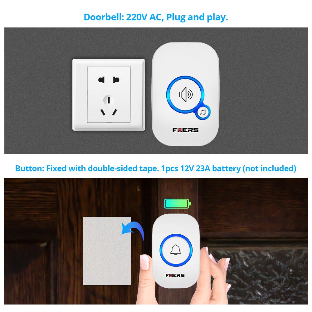 Fuers جرس باب لاسلكي مقاوم للم - مراجعة Home Security Bell وسعره