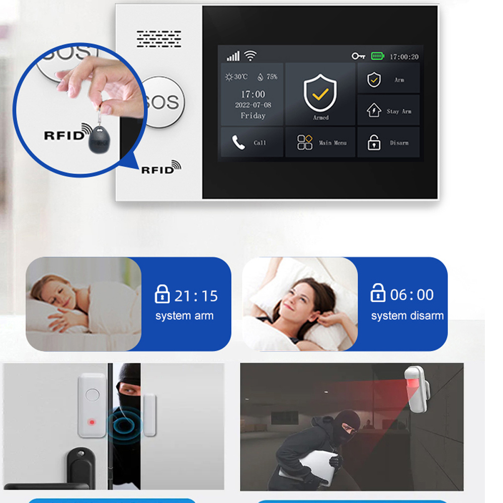 نظام إنذار المنزل الذكي PGST 4 - مراجعة Home Security No Wifi وسعره